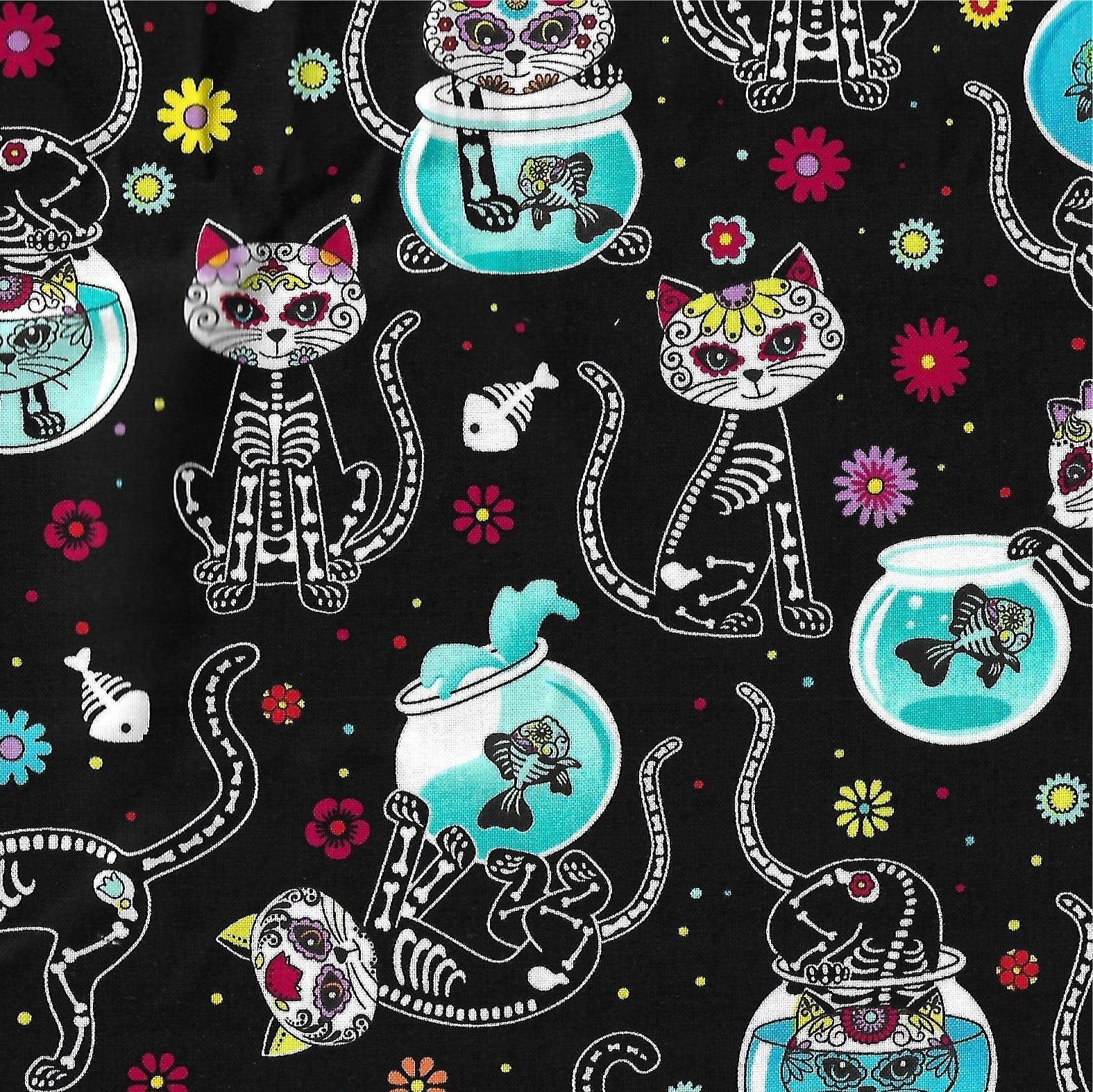 Day of Dead Cats Phoenix Scrub Hat